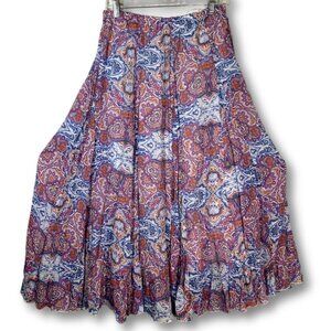 New Directions Size S Skirt‎ Gypsy Boho Paisley Purple Blue Cottage Hippie Maxi